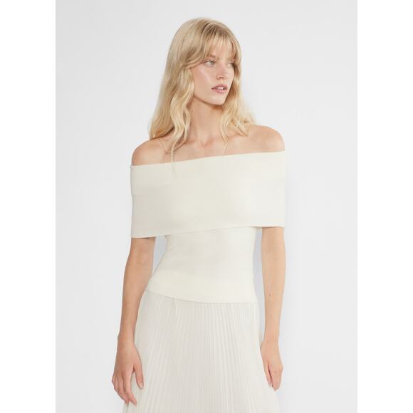 Wilfred Sweaters - Aritzia Wilfred Nola Short Sleeve Foldover Sweater Size M in White